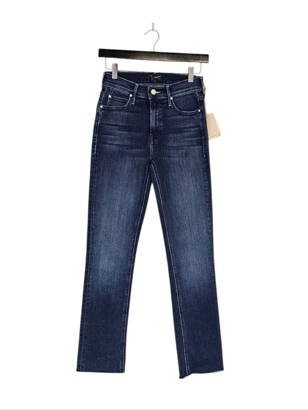 MOTHER The Mid Rise Dazzler Ankle Fray High Rise Straight Leg Blue Jeans 25 NWT